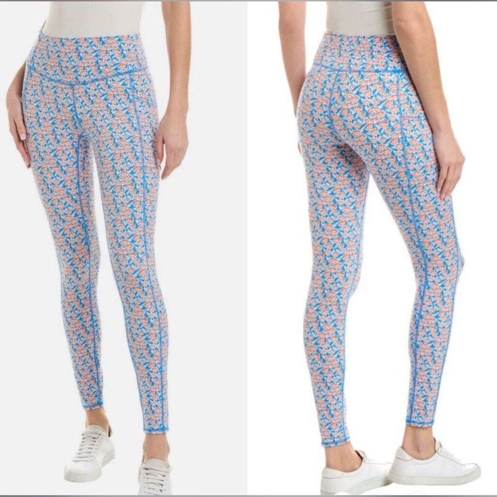 J McLaughlin Fun Floral Rhonda Leggings medium Blue Mid Rise Full Length